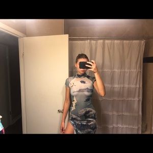 Dope sheer art work mini dress